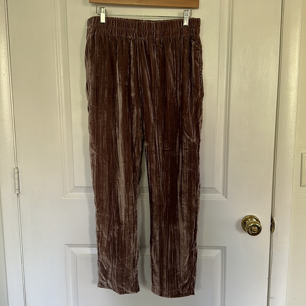 Anthropologie dusty mauve/purple velvet pants